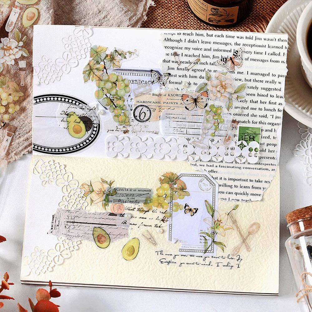 4 стиля, 1 шт./пакет, свежие растения, длинные полоски, наклейки, эстетические цветы, фрукты, украшения для ручного счета, канцелярские наклейки HMM