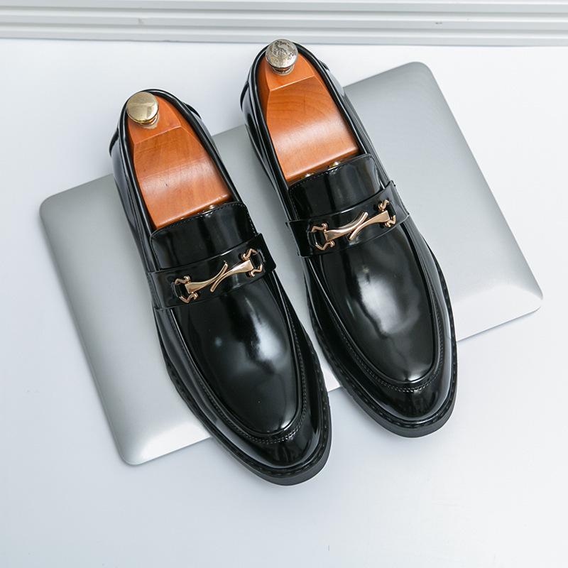 Британские Модные Деловые Мужские Свадебные Формальные Кожаные Туфли Повседневные Ленивые Лоферы с Пряжкой