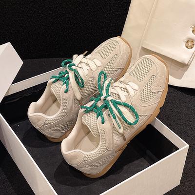 Модная обувь для женщин 2024 года, трендовая сетчатая дышащая женская повседневная обувь на шнуровке, вулканизированная обувь, женские кроссовки на платформе, женская обувь