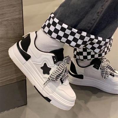 Модные женские кроссовки на платформе со звездным дизайном, на шнуровке, для скейтборда, на плоской подошве, удобные кроссовки для бега, для тенниса, для бега