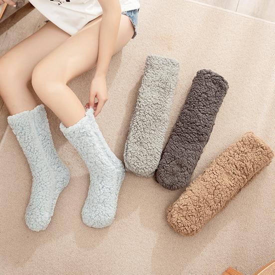 Warm Fluffy Socks Winter Thickened Fuzzy Socks with Elastic Cuffs Solid Color Cozy Sleeping Socks for Indoor Lounging Sleeping