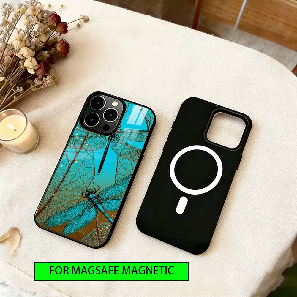 Dragonfly Animal Phone Case For iPhone17,16,15,14,13,12,11 Plus,Pro Magnetic For Magsafe Wireless Charging