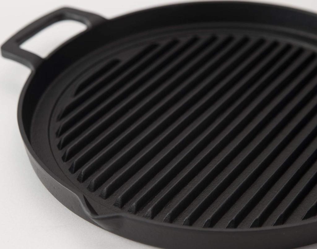 Iwachu Grill Pan Round 25 Black Baked Inner IH Compatible Nambu Ironware 23050 Diameter 24.5cm