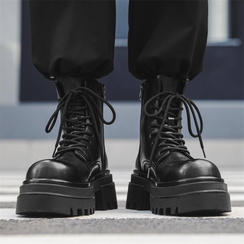 Fashion Boots for Men Fad Thick Sole Tooling Boots Men's High Quality Ankle Boots Outdoor Comfort Versatile Locomotive Boot Botas Hombre