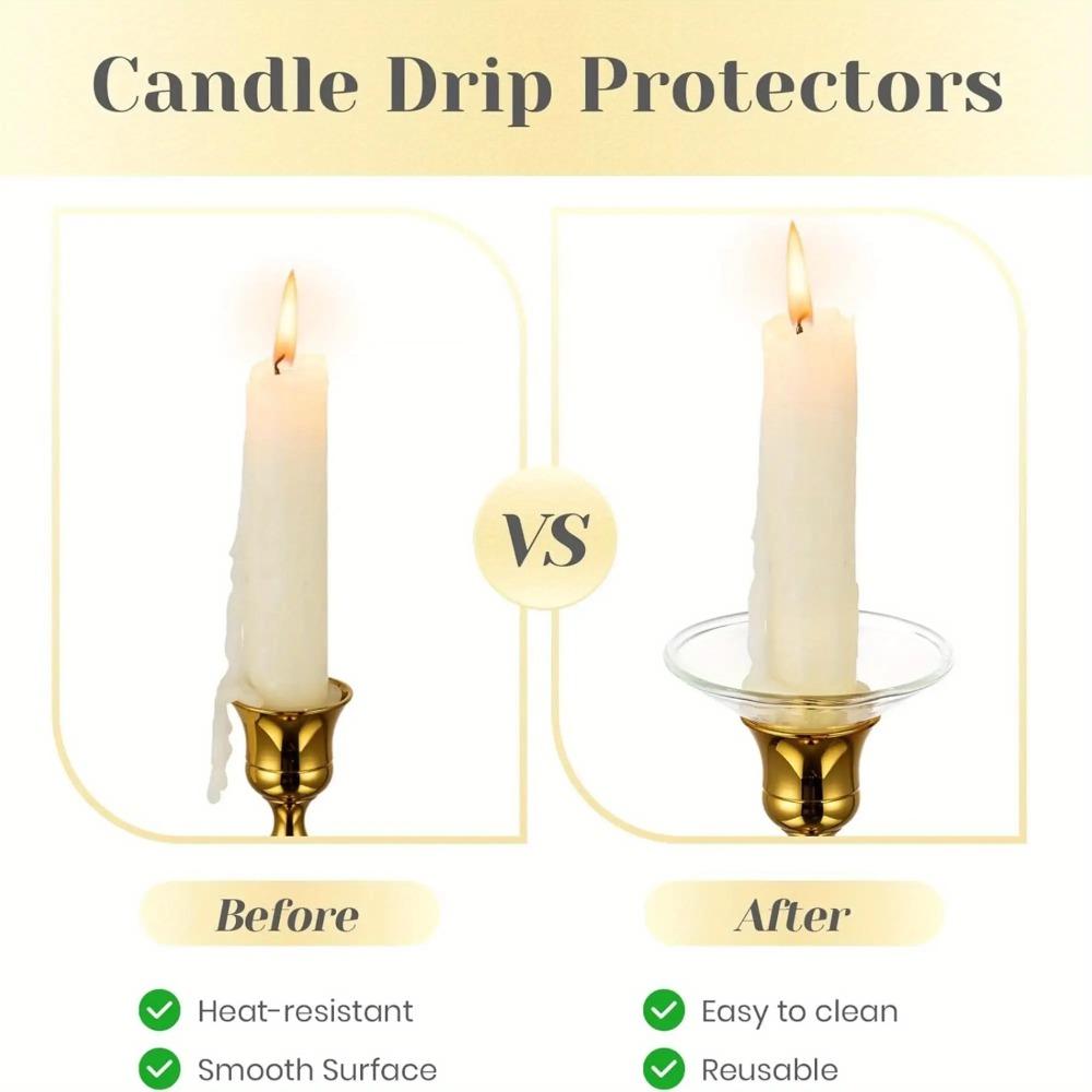 3 Piece Transparent Candle Drip Tray Reusable Candle Drip Protector Glass Wax Catcher Tray  Hotel