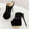 Eilyken Sexy Summer Extreme Stiletto High Heels Platform Woman Slippers Design Style Rivet Peep Toe Party Female Shoes
