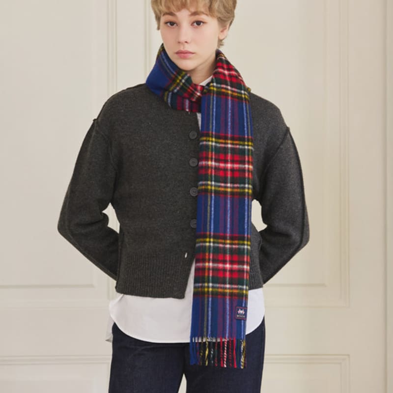 ABRAHAM MOON Шарф из мериносовой шерсти 25 см - Синий Стюарт