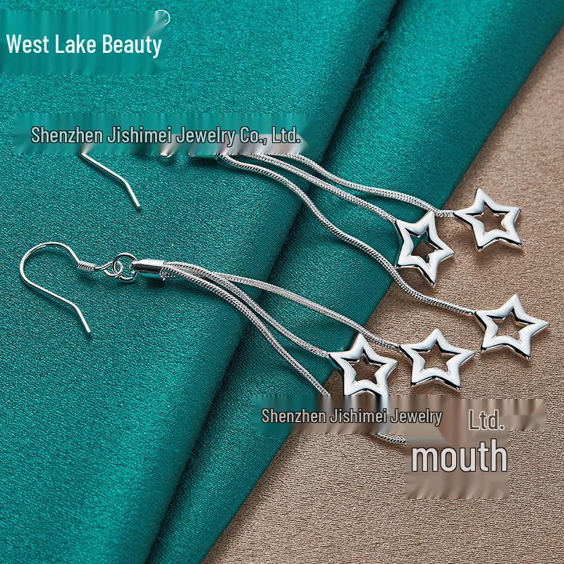 Длинные серьги из филигранного серебра в форме звезды для женщин от West Lake Beauty