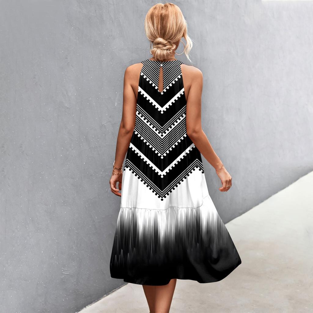 Женские летние свободные повседневные пляжные платья без рукавов с однотонным принтом и висячим вырезом