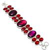 Purple Labradorite, Garnet Handmade 925 Sterling Silver Bracelet 7-8" K5F64