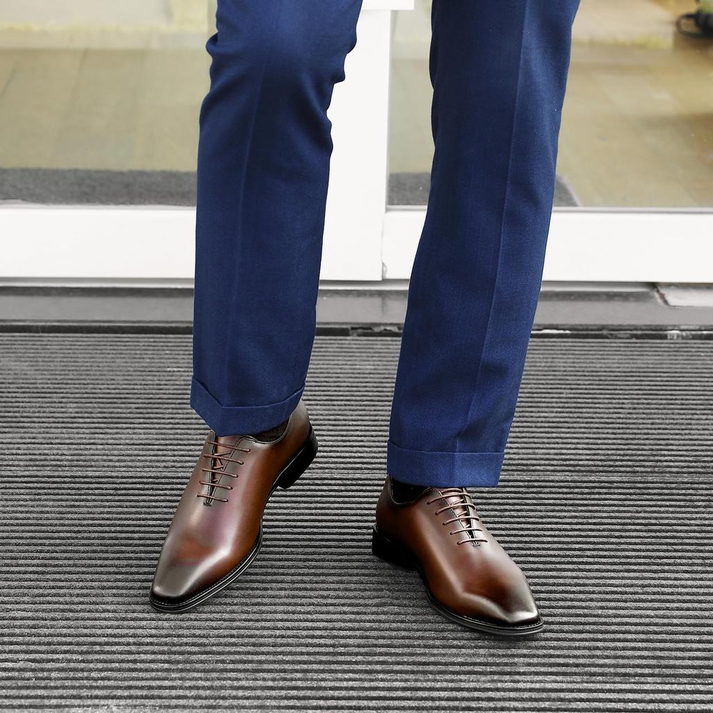 Деловая кожаная натуральная классическая роскошная внутренняя однотонная премиум темная обувь [Fox Sense], обувь, мужская кожа, обувь, мужская обувь, перья, носок, кожа,