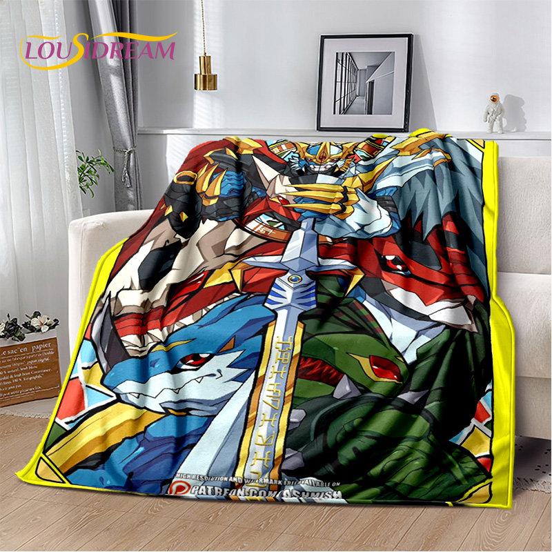 Мягкое плюшевое одеяло с изображением мультфильма «Дигимоны», фланелевое одеяло, покрывало для гостиной, спальни, кровати, дивана, чехла для пикника