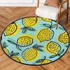 Fruit Lemon Round Rug, Washable Soft Circular Floor Mat, Non Slip Low Pile Area Rugs for Kids Room Bedroom Bathroom Laundry Room