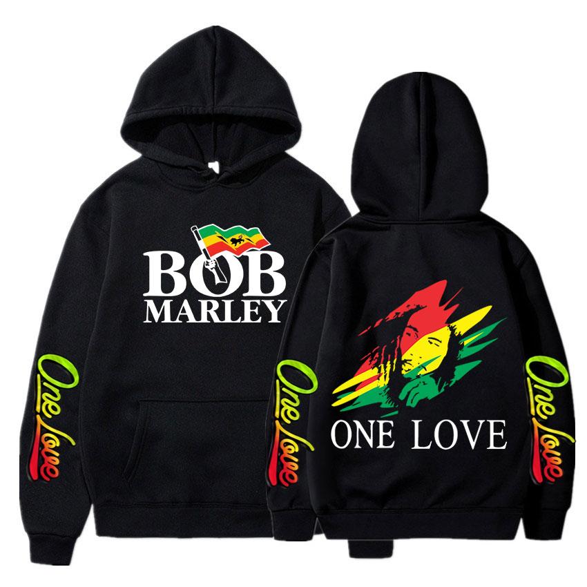 Толстовки с капюшоном Rapper Bob Marley Legend Reggae One Love Толстовки с капюшоном для мужчин и женщин Модные свитера с длинным рукавом большого размера Уличная одежда