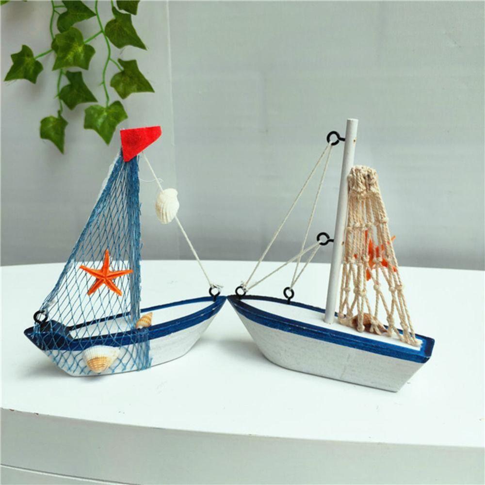 Wooden Crafts DIY Micro Landscape Sailing Miniature Figurines Sailboat Ornaments Sailing Model
