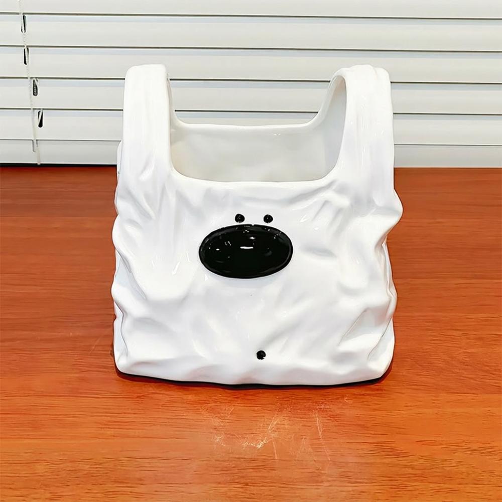 Handbag Style Ceramic Storage Box Puppy Shaped Desktop Pen Holder Desktop Organizer