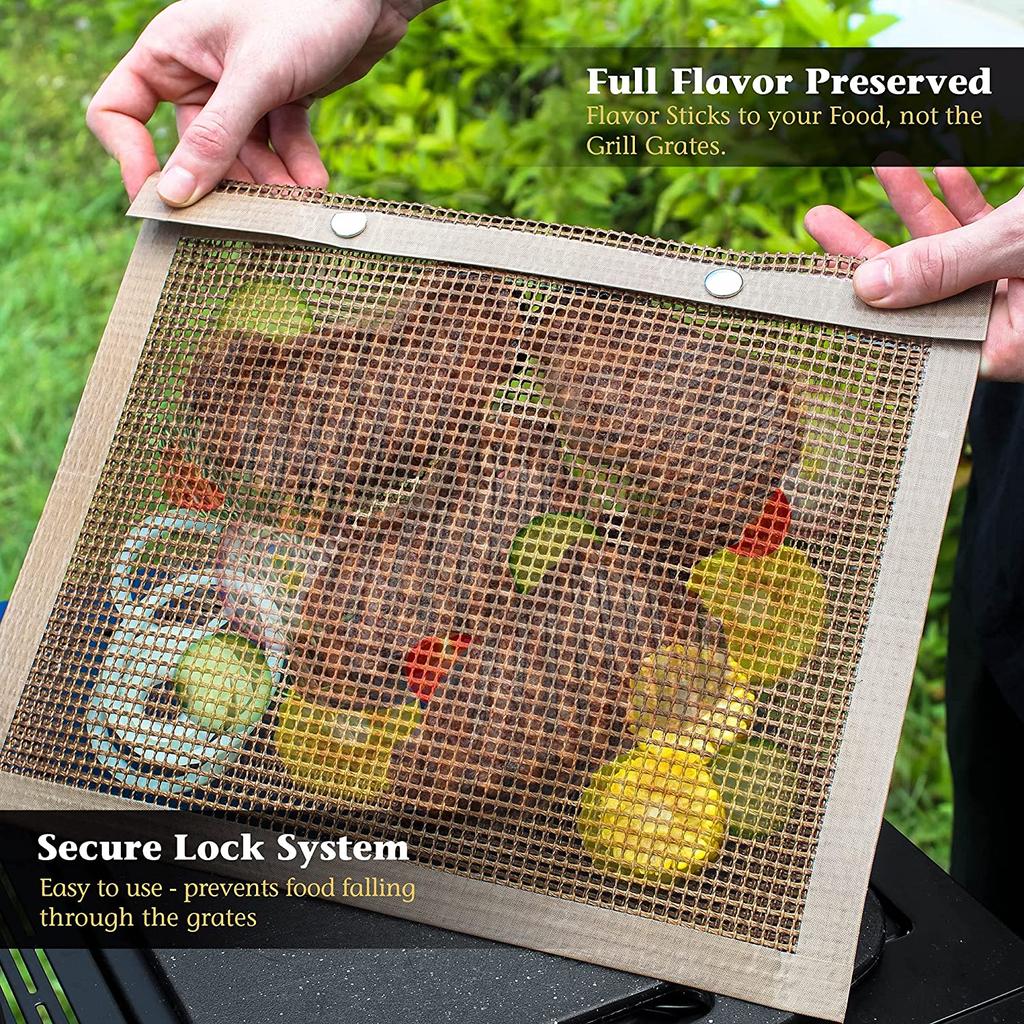 Сетчатый мешок для гриля для барбекю, многоразовая сетка с антипригарным покрытием, мешки для выпечки в печи для барбекю, антипригарные аксессуары для барбекю, кухонный инструмент для пикника, лагеря