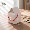 Aromatherapy Gift Packaging 10PCS House Shape Cardboard Candy Boxes, Hollow Window Design Containers Portable Favor Bags with Handles Rope, Decorative