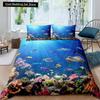 Детский мультяшный комплект постельного белья размера «Кинг»/«Квин» с морскими животными, пододеяльник «Подводный мир», покрывало с морскими обитателями, полиэстеровый чехол для одеяла