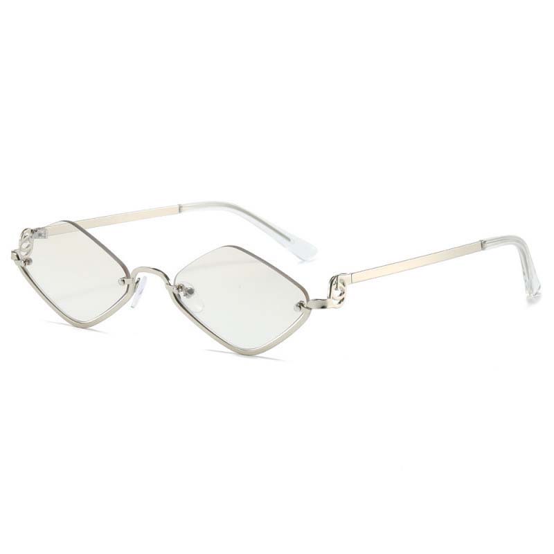 Luxury Brand Metal Sunglasses for Women Men New Half Frame Diamond Shaped Sunglasses Dopamine Small Outdoor Sunglasses