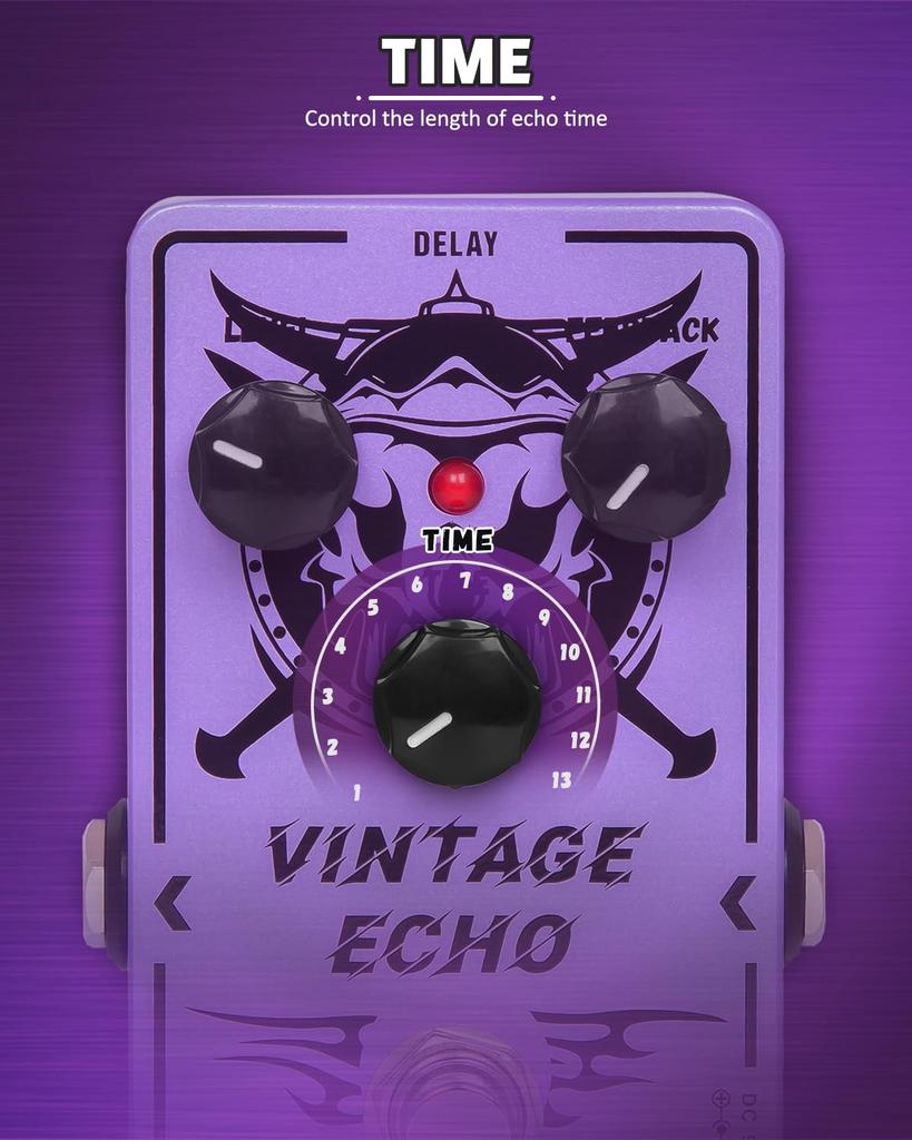 STRICH VINTAGE ECHO Delay Guitar True Bypass Analog Delay Pedal for Vintage Electric Purple Pedal, Guitars,