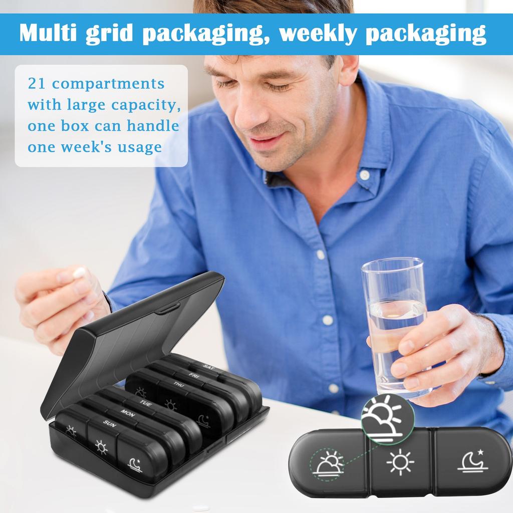 Коробка на 21 ячейку Семь дней в неделю Коробка для классификации Коробка с перегородками из портативного пластика