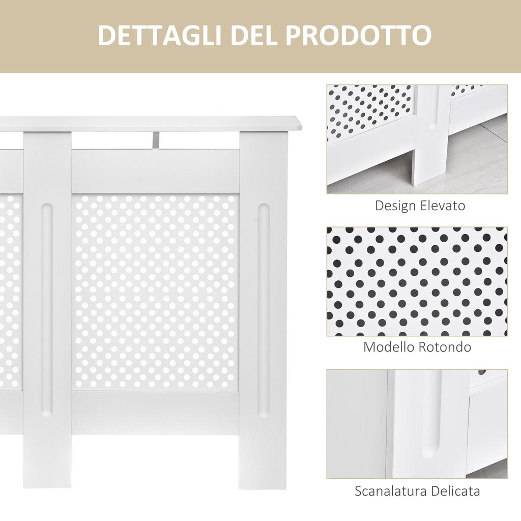 Modern MDF Radiator Grill Cover for Home and Office, 111.5x82x19 cm, White