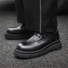 Spring Derby Shoes Men's Low-top Martin Shoes British Style Round Head Big Head Shoes Black Tooling Platform Casual 3236-J