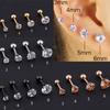 1pc Stainless Steel Crystal Zircon Ear Studs Earrings for Women/Men 4 Prong Tragus Cartilage Piercing Jewelry ARI