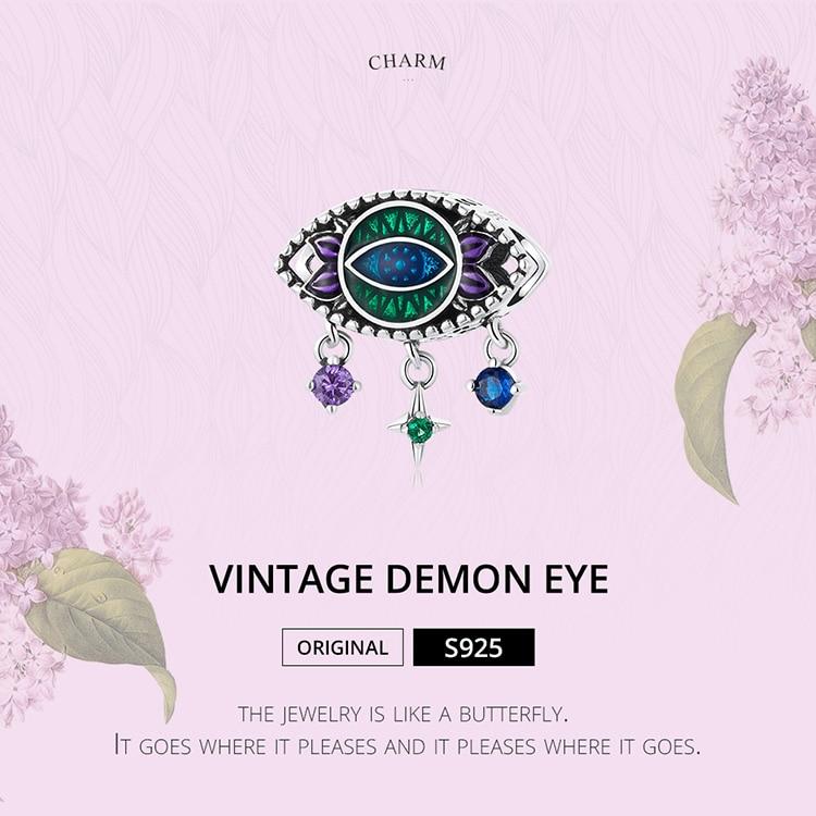 BAMOER, натуральная стерлингового серебра 925 пробы, винтажная модная подвеска в виде демонического глаза, подходит для оригинального браслета и браслета, женские ювелирные изделия