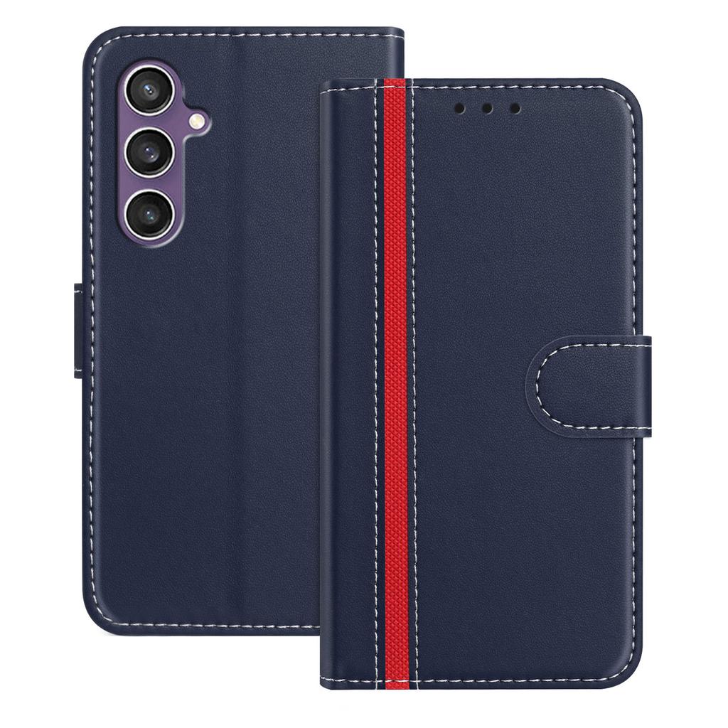 For Samsung Galaxy S23 FE Phone Cases Wallet Stand Color Splicing Leather Cover with Magnetic Clasp