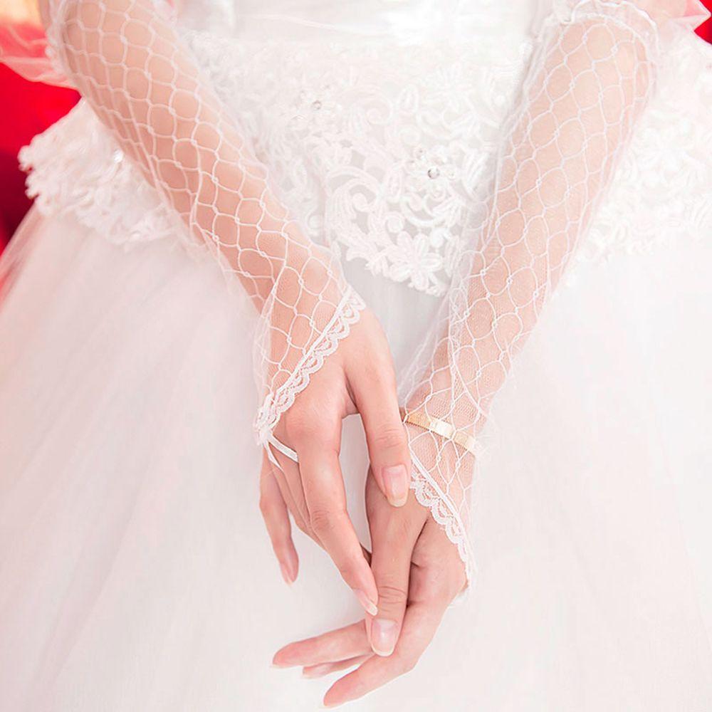 Flexible Accessories Girls Elbow Length Long Bridal Mittens Ruffle White Gloves Lace Bow Gloves