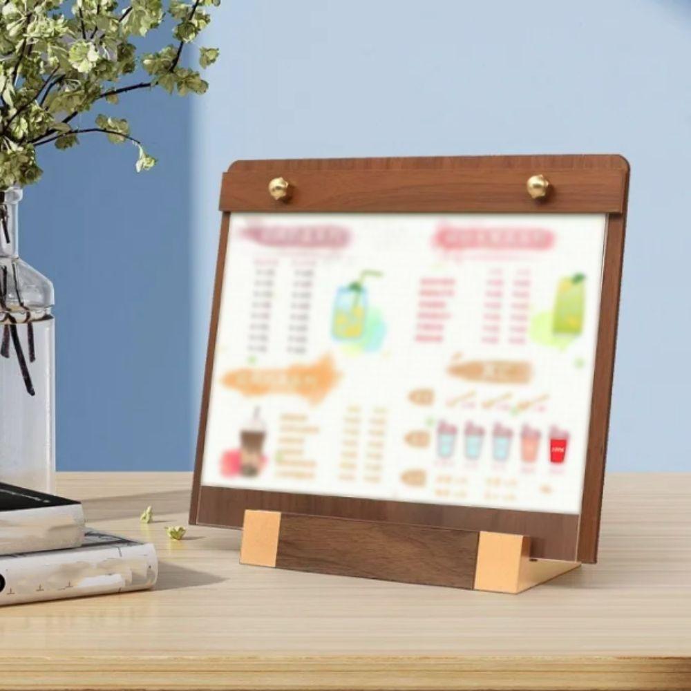 A4/A5 Walnut Wood Menu Clipboard Non-slip Base Table Top Sign Display Shelf Office