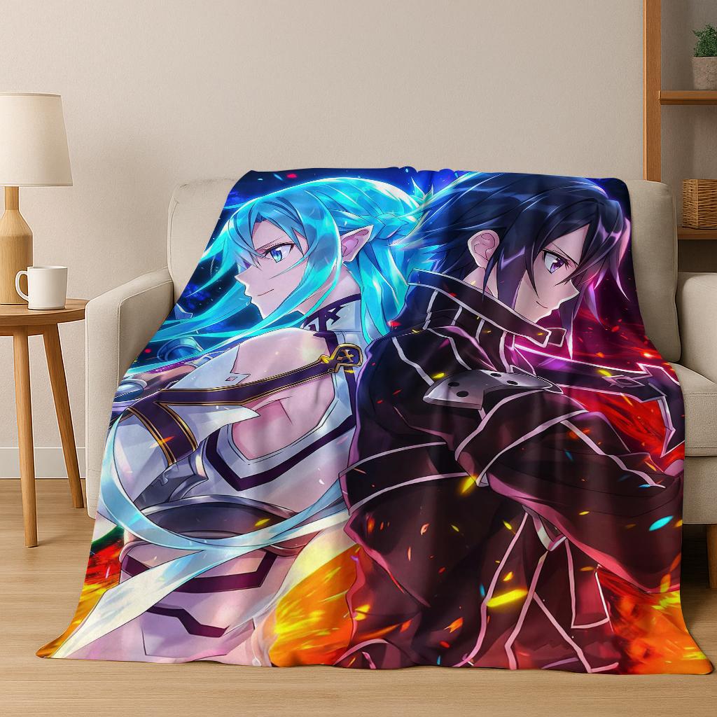 Аниме SAO Sword Art Online Мультяшное 3D Фланелевое Одеяло, Уютное Мягкое Плед для Дома Спальни Кровати Дивана Пикника Покрытие Подарок Детям