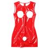 Womens Patent Leather Cutout Bodysuit Open Cups Crotchless Open Butt Bodycon Leotard for Nightclub Party