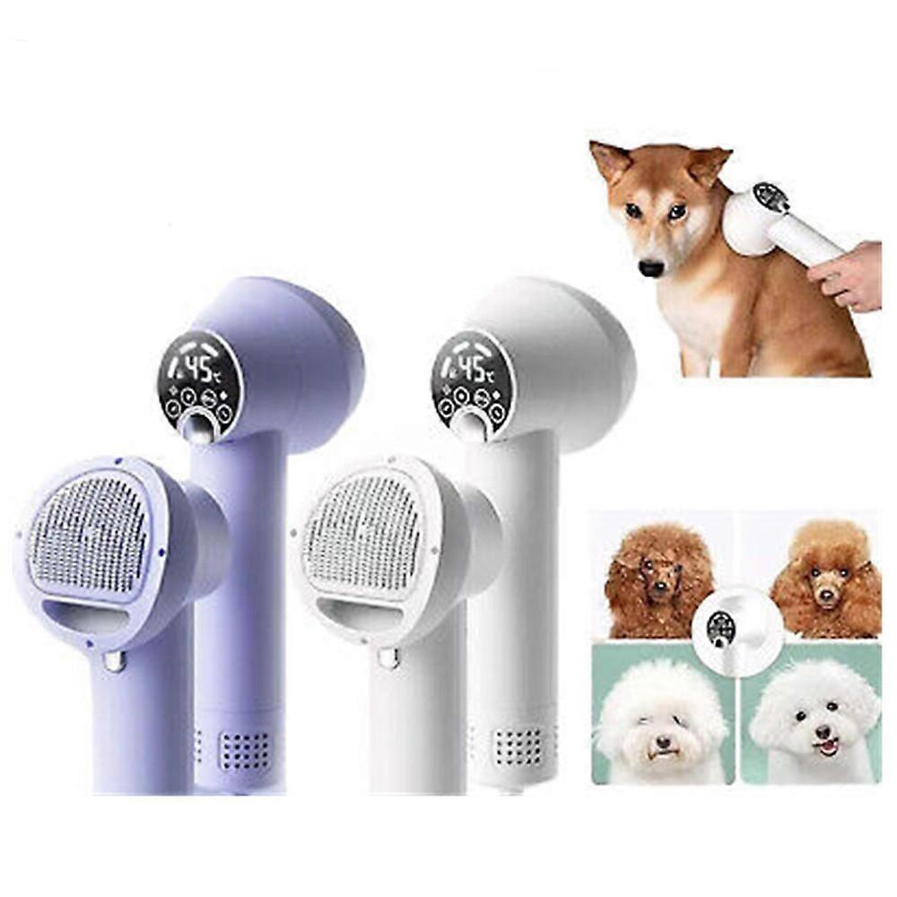 Low Noise Pet Hair Dryer with Slicker Brush Steam Brush for Dogs