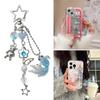 Fashionable Jellyfish Beaded Phone Strap Sturdy Alloy Key Holder Keychain with Star Pendant for Women Daily Use