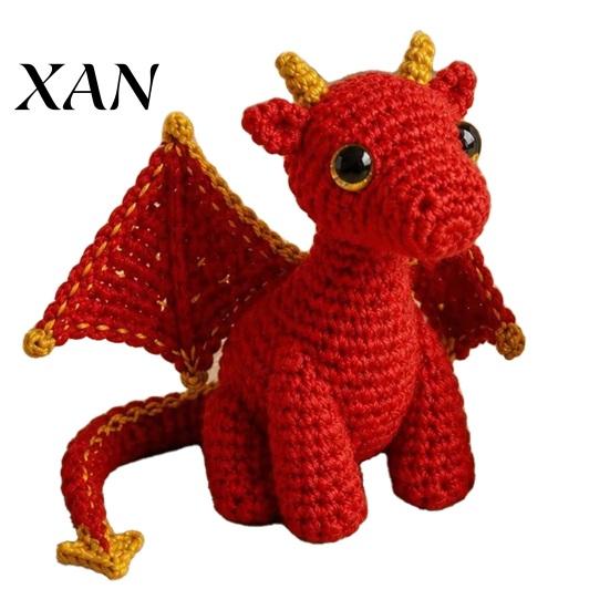 Emotional Support Toy Dragon Crochet Doll with Card, Handmade Decor, Inspirational Decor Mini Knitting Ornament, Gifts for Family Friends Stress