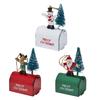 Christmas Mailbox Ornament Metal Mailbox Hanging Decoration with 3D Snowman Santa Elk Tree Figurine Iron Art Letter Box for Tree Home Decor