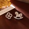 Асимметричные серьги-гвоздики со знаком Зодиака Лошадь - Высококачественная мода, Микро-инкрустация бриллиантами, Изысканные украшения в новом китайском стиле