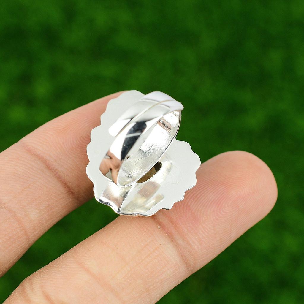 Перо Агат Драгоценный Камень Стерлинговое Серебро Обещание Дочери Цветок Безель Кольцо Ювелирное Изделие