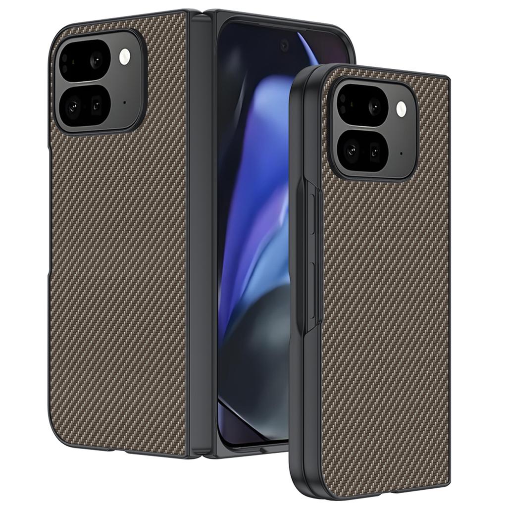 For Google Pixel 10 Pro Fold Case Carbon Fiber Texture Leather + PC Anti-Drop Folding Phone Cover
