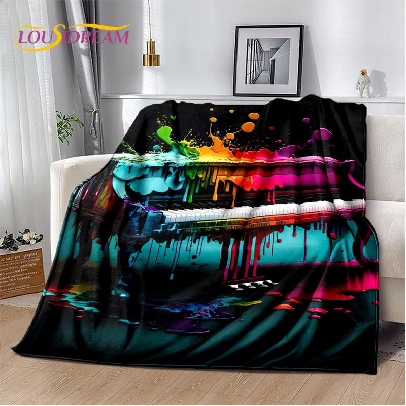 3D Dream Piano Key Music Instrument Cartoon Blanket,Soft Throw Blanket for Home Bedroom Bed Sofa Picnic Office Travel Cover Kids