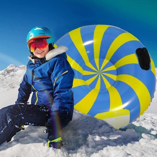 Snow Tube Inflatable Snow Sled for Kids Adults Hard Bottom Sled with Handles