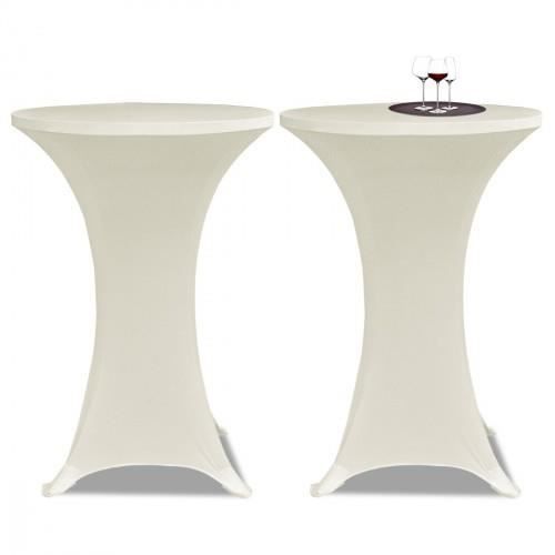 Housse de table - Crème - Ø 80 cm - Extensible - 2 pièces - Lavable à 40°C