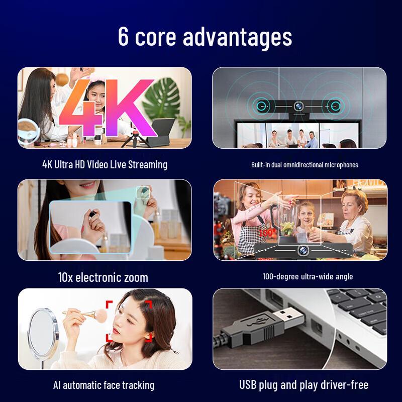 Веб-камера Hikvision 4K UHD для прямых трансляций, штекер CN (адаптер в комплекте)