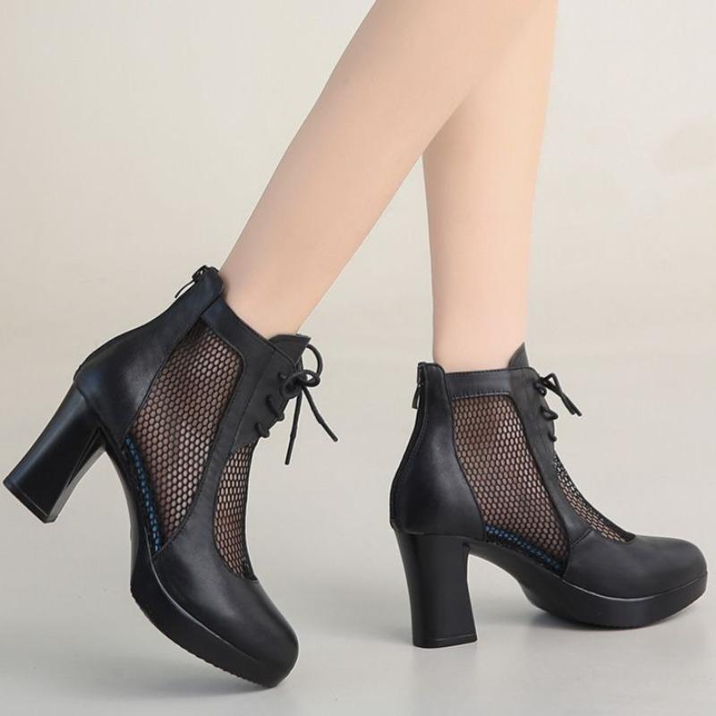 Весенние новые дизайнерские сетчатые босоножки с перекрестными ремешками на высоком каблуке, элегантные, для вечеринок, женские, удобные, легкие, сандалии, размеры 35---42