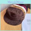 Fashion Women Solid Color Suede Flat Top Hat For Casual Equestrian Use