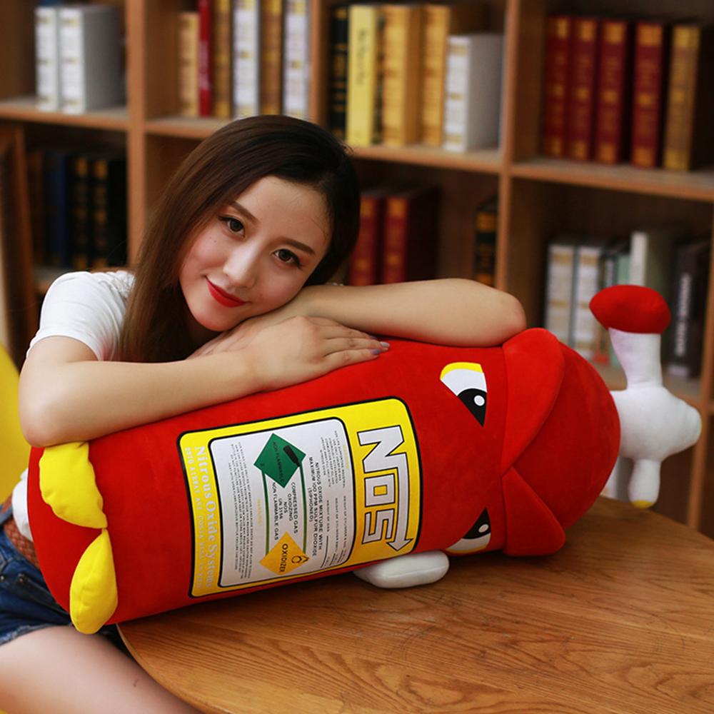 Simulation Creative Plush Toys NOS Nitrous Oxide Bottle Soft Throw Pillow Cushion Birthday Gifts Car Decor Backrest