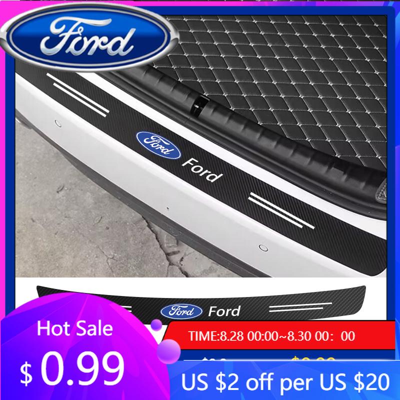 New 2026 Car Sticker 1Pcs Car Carbon Fiber Rear Bumper Trunk Protection Stickers For Ford Focus Mondeo Kuga Fiesta MK7 Escort Ex